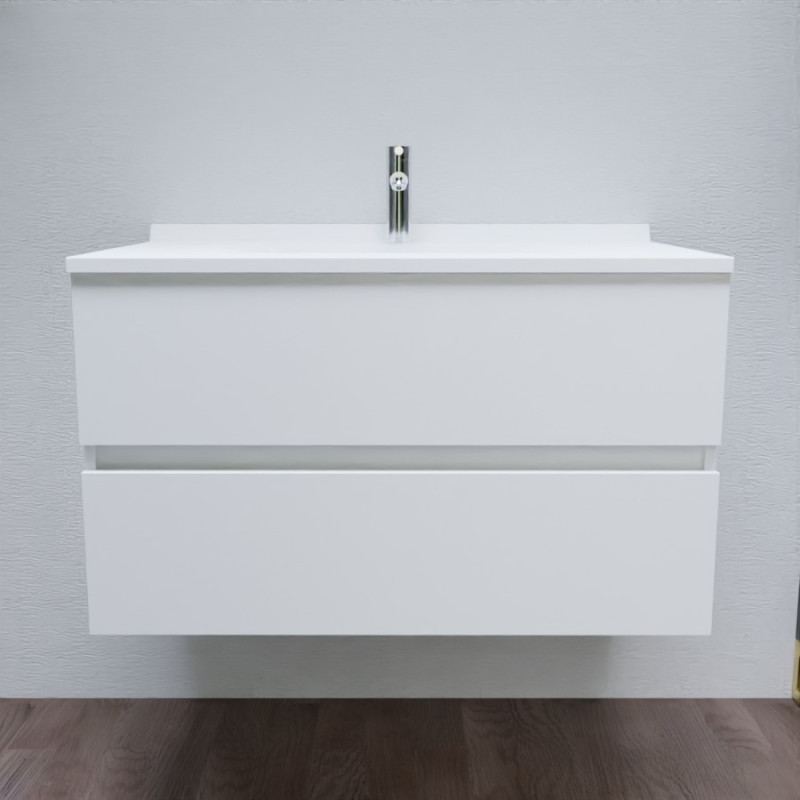 Meuble salle de bain 90 cm ROMY - Blanc brillant Meuble salle de bain 90 cm ROMY - Blanc brillant