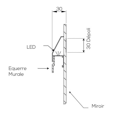 Miroir avec éclairage LED VISTA - 80 cm x 80 cm 