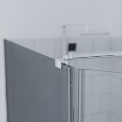 Paroi de douche fixe effet miroir fumé avec volet pivotant PSYCHE - Profilé chromé - Verre 8 mm